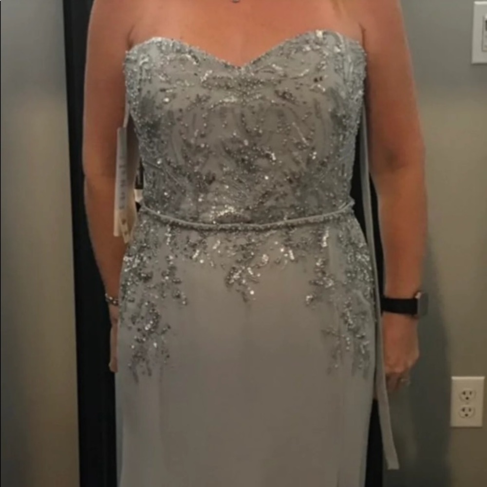 Mothe of bride/groom silver grey gown by Mon Cheri.